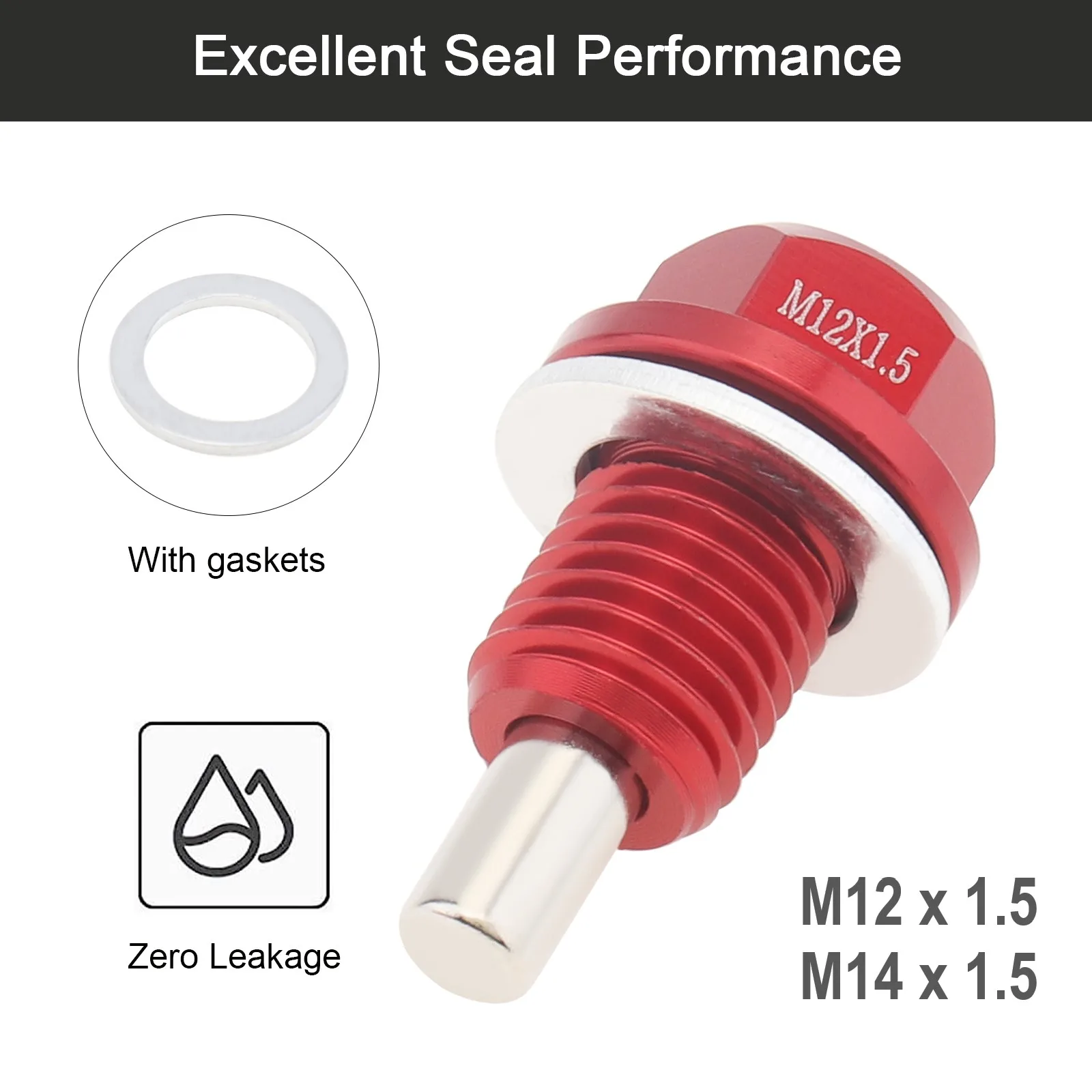 

M12 x 1.5 M14 x 1.5 Aluminum Magnetic Oil Drain Plug Fit for Benz / BMW with Crush Washer Gasket