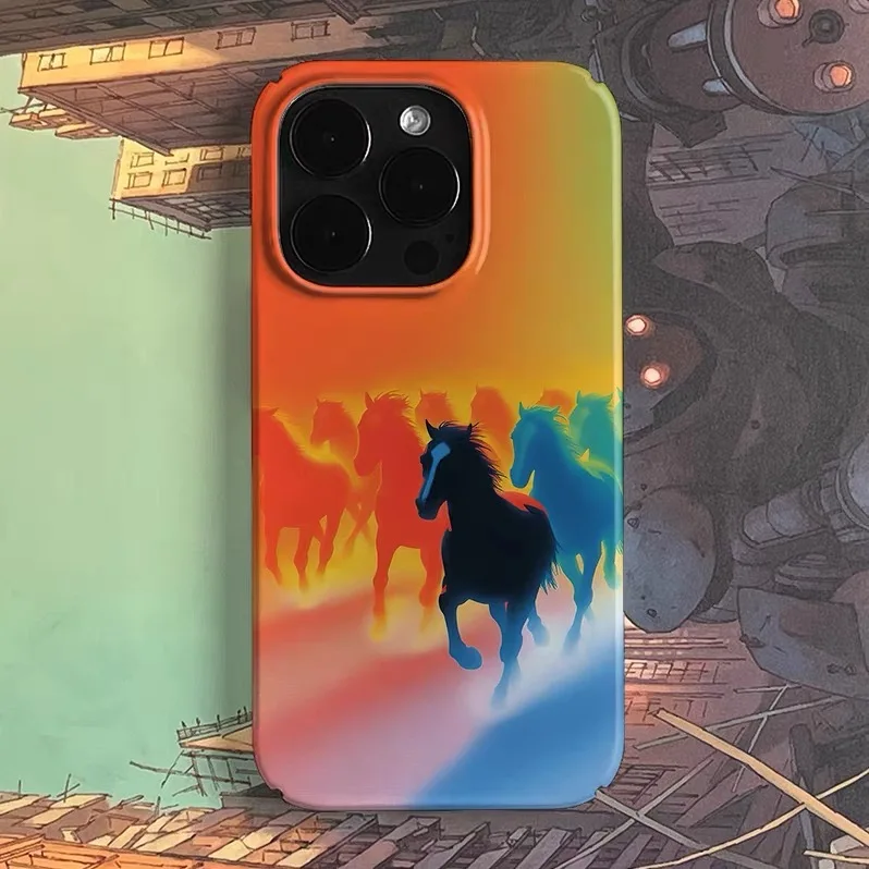 

Orange Rainbow Horse ArtPhone Case for IPHONE 17 Air 16E 15 PROMAX 14 Plus 13 12 MINI 11PRO 16Plus XR XS MAX Acrylic Phone Cover