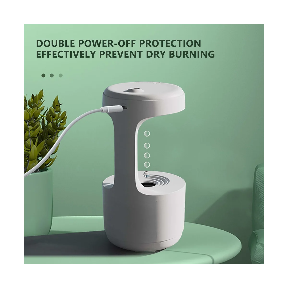 가정용 중력 방지 가습기 물방울 초음파 쿨 미스트 메이커, 침실 사무실용 LED 디스플레이 포함, 800ml