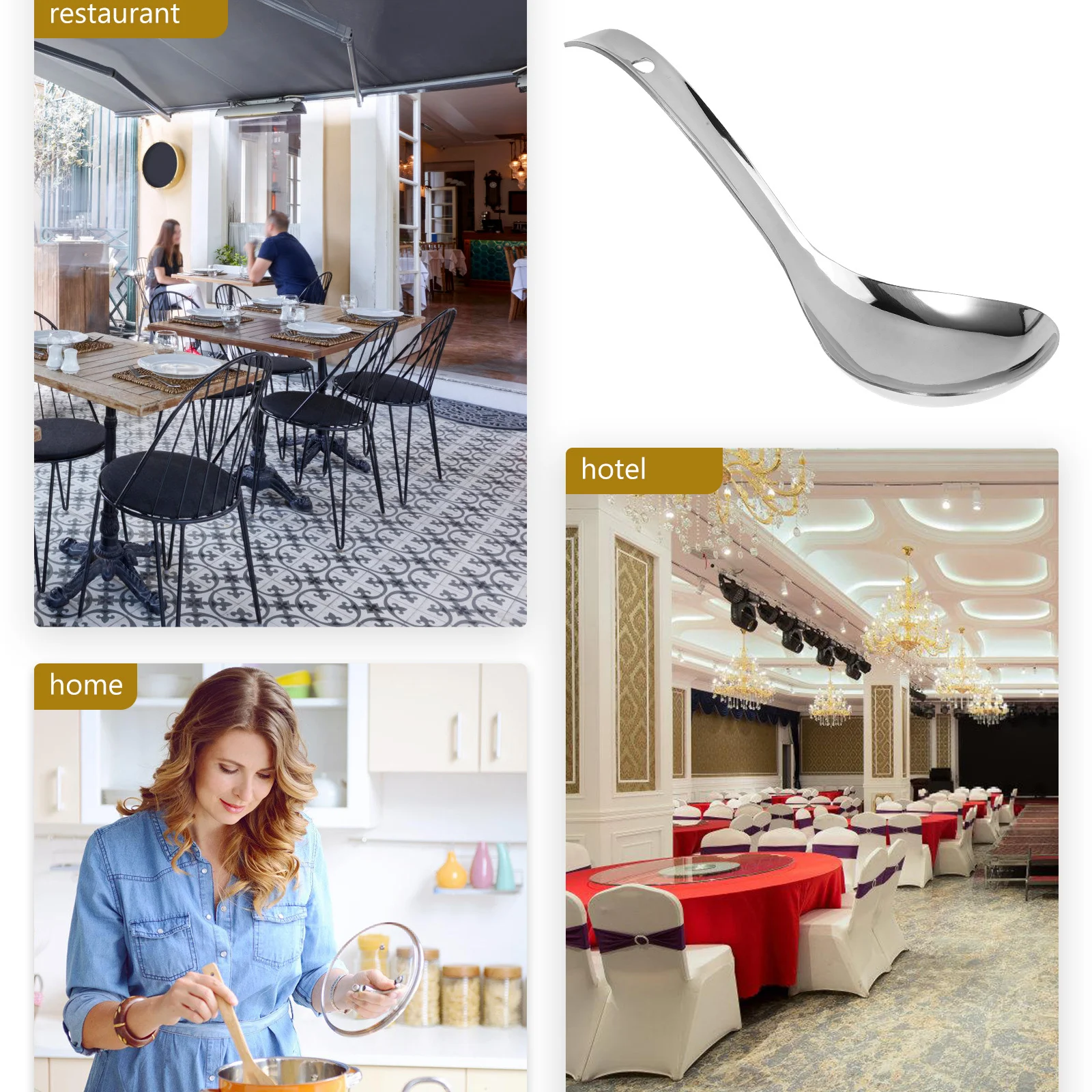 

Stainless Steel Rice Spoon Large Capacity Ergonomic Handle Kitchen Cooking Tool For Soup Porridge Serving Spoon