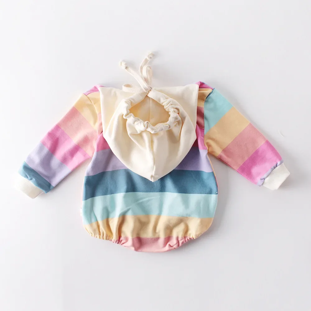 HoneyCherry New Rainbow Long Sleeve Baby Girl Bodysuits Little Girls Clothing Fashion Kids Long Sleeve Clothes