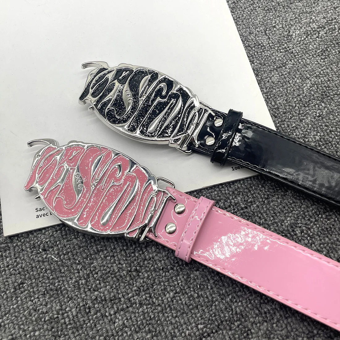 2024 European and American Fashion Women's Belt Spicy Girl Style Street Letter Pink Belt Women's Subcultural Y2k Belt Versatile