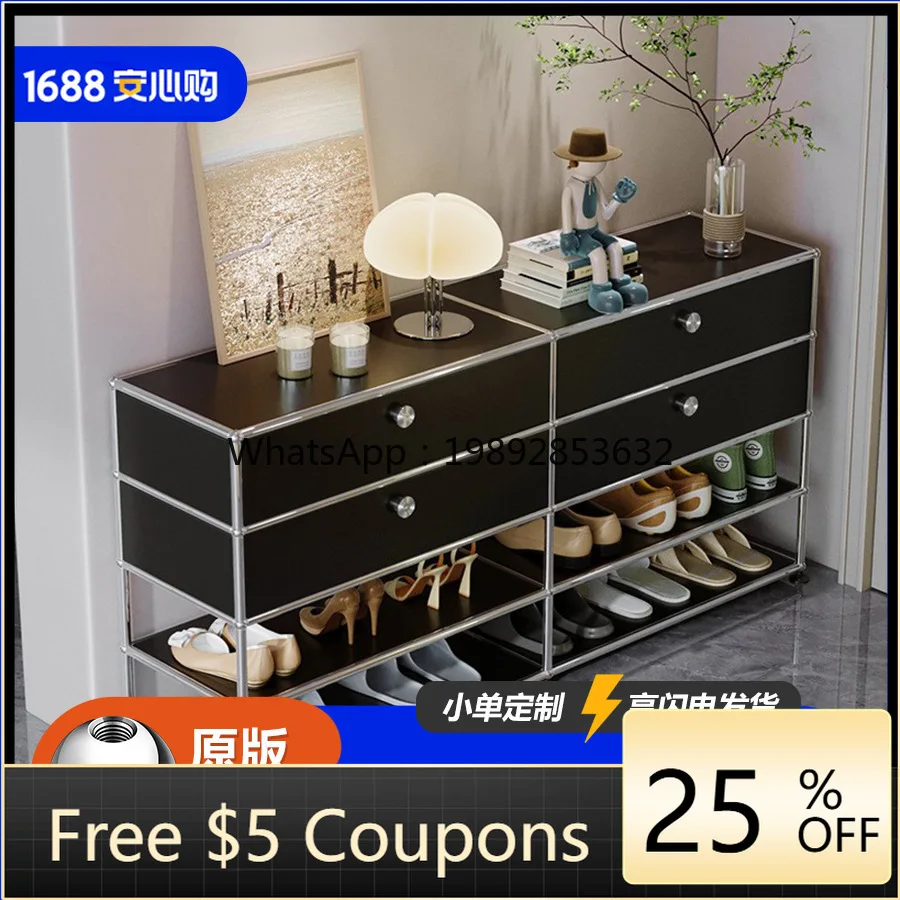 

LYY Modular Cabinet Modern Simple Shoe Cabinet Living Room Bedroom Storage Organizer Stainless Steel Modular Combination