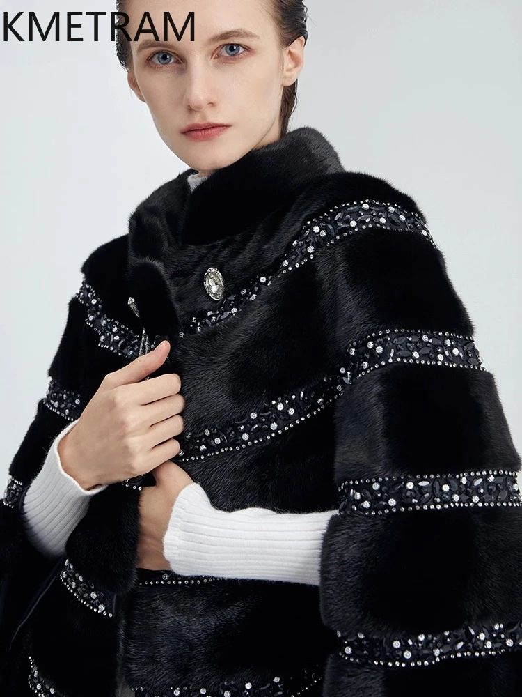 100% natural jaqueta de pele de vison mulher luxo preto pele real xale casaco 2025 casacos de inverno de alta qualidade roupas femininas шу onder roh pensi
