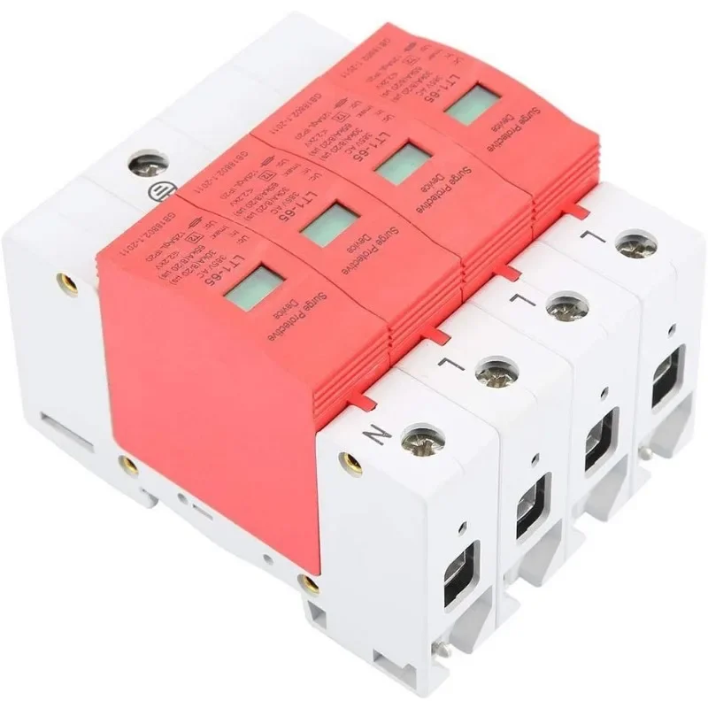 AC Surge Protector House Surge Protective Low-voltage Arrester Device 4P 80KA385V Protector for Lightning Protection Din Rail