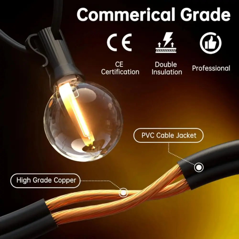 Plastic Bulbs G40 LED Globe String Lights Wide Voltage Output EU US Plug Outdoor String Lights G40 Globe Shape