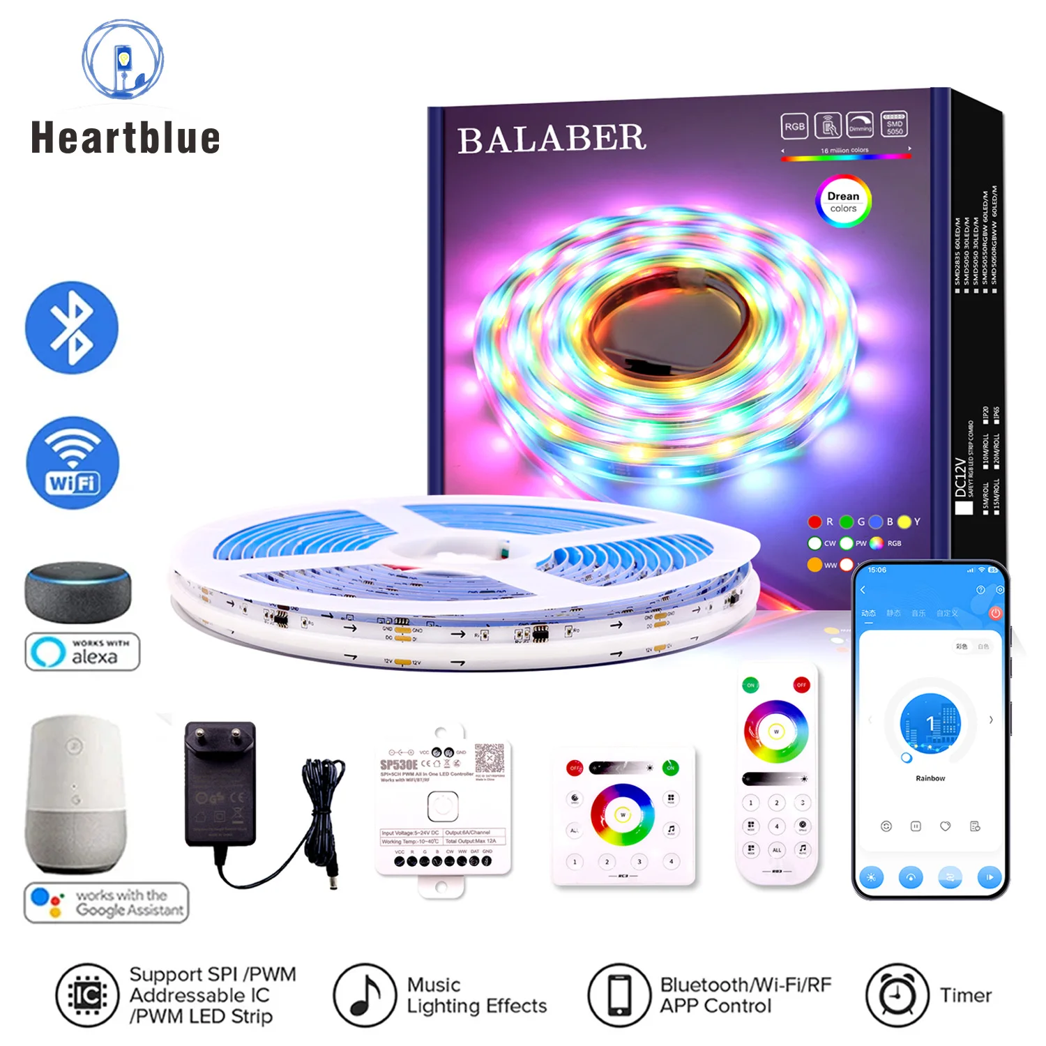 

12V/24V colorful LED strip WS2811C programmable 60 LEDs for ambient atmosphere