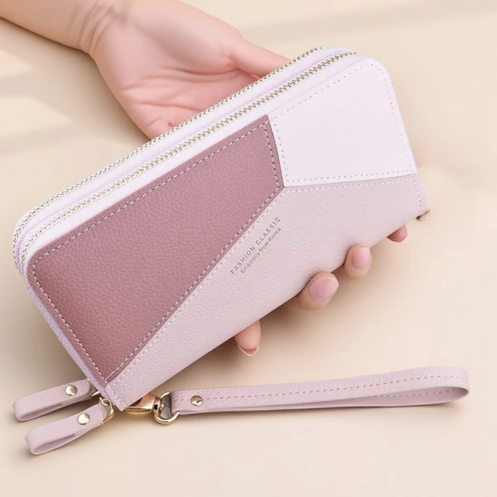

Женский длинный кошелек из искусственной кожи, большая емкость, кошелек на молнии, органайзер для нескольких карт, сумка на запястье для мобильного телефона