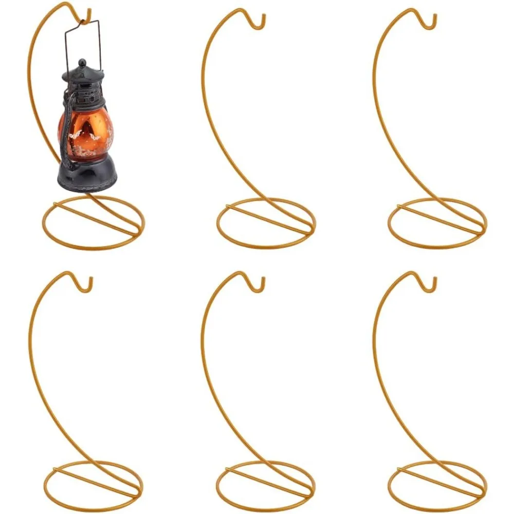 

6pcs Ornament Display Stand Hanger Holder Glass Globe Iron Wire Stand Hanging Hook Rack for Christmas Lanterns Hanging Air Plant