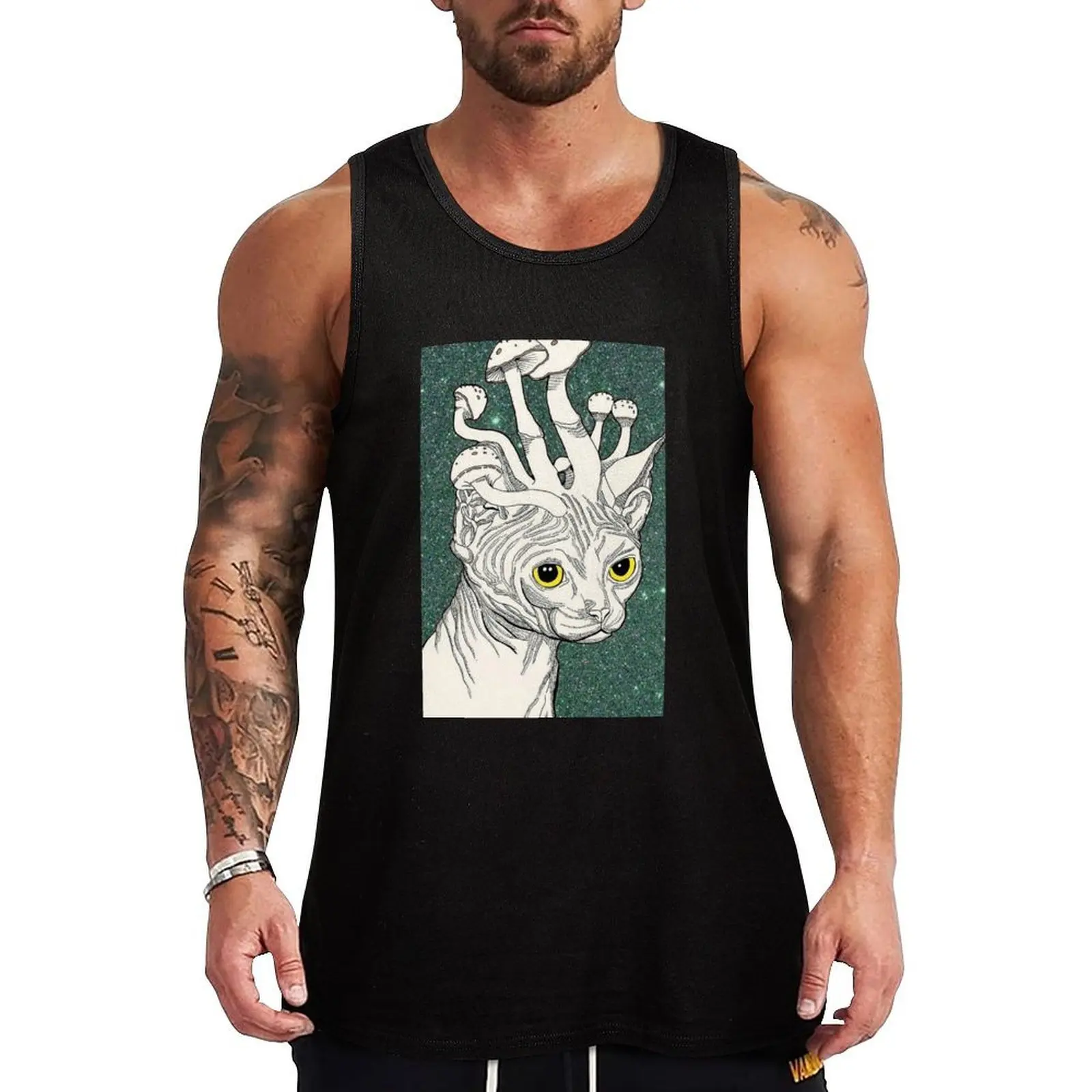Mushroom Head Cat Tank Top Pattern Graphic Tank Top Geometric Print Sleeveless