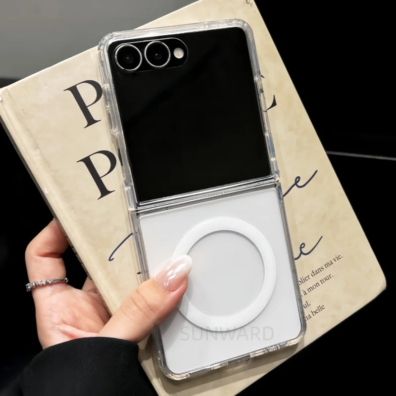 Magsafe Magnetische Transparente Acryl-Handyhülle für Samsung Galaxy Z Fold Flip 3 4 5 6 7 8 Ultra Stoßfeste Schutzhülle Fundas – Detail 1