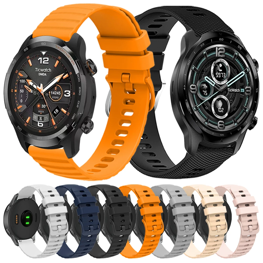 22 مللي متر 20 مللي متر سيليكون حزام ل TicWatch Pro 3 الترا الفرقة LTE/GPS E3 E2 S2 Pro X 4G GTW 2021 الرجال النساء الرياضة استبدال سوار
