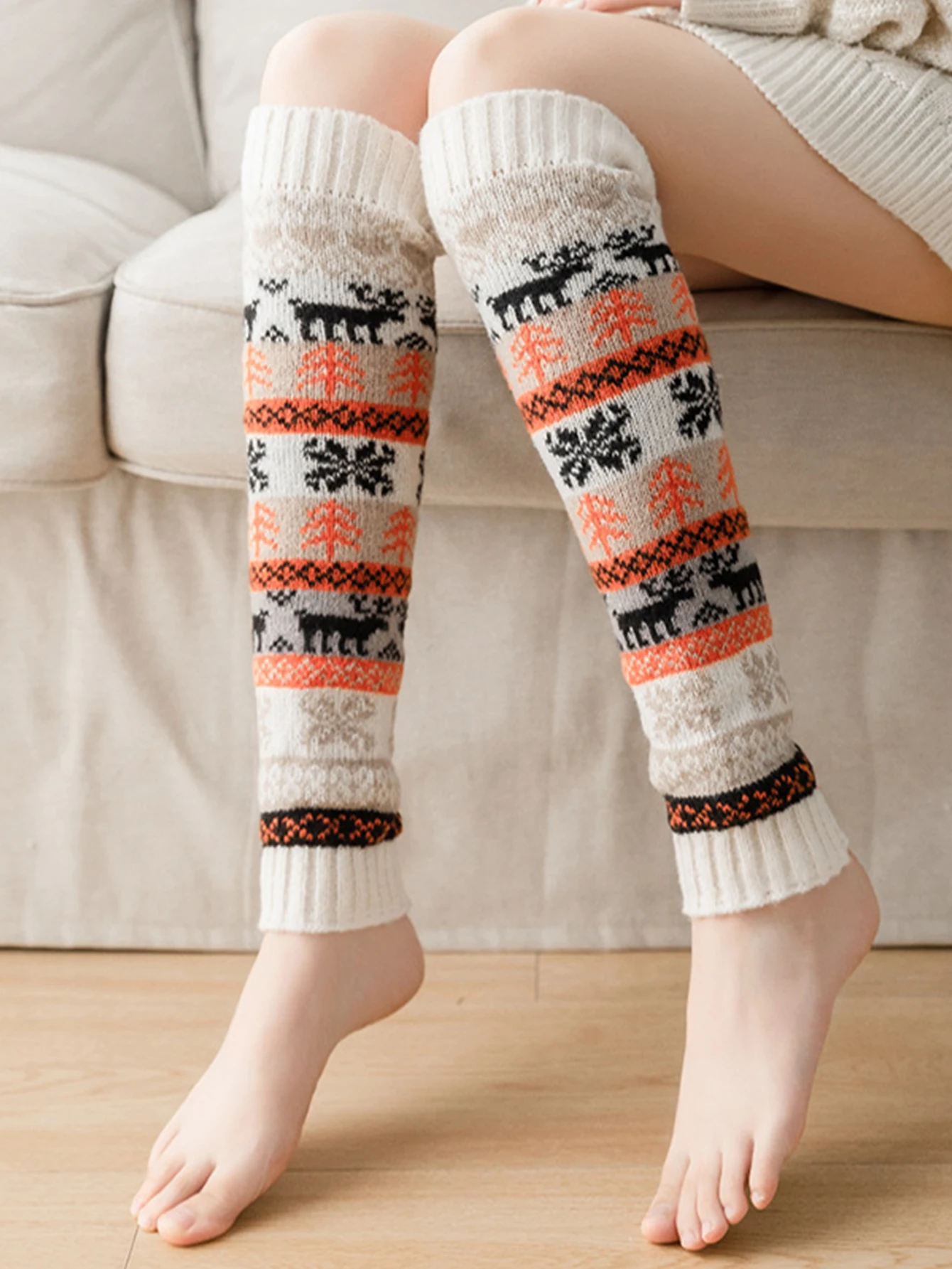 New fall and winter stocking stocking medium long calf socks leg warmers warm socks Christmas snow knit leg socks