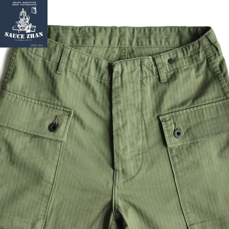 SauceZhan USMC P44 U.S. ARMY HBT Shorts VINTAGE Casual Shorts American Retro Military Shorts Overalls Mens Shorts Baker Pants