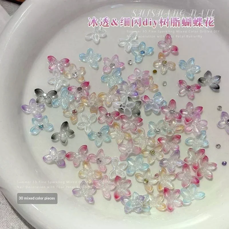 Resin Art Using Flowers - 3D Glitter Resin Butterfly Flower Nail
