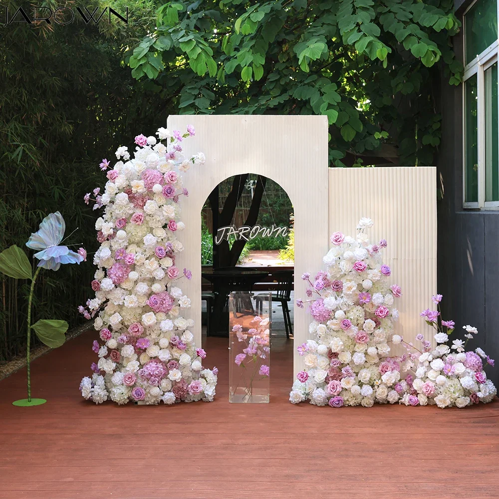 Wedding KT Board Backdrop Decors White Purple Artificial Rose Hydrangea Floral Arrangement for Party Props Aisle Floor Flower