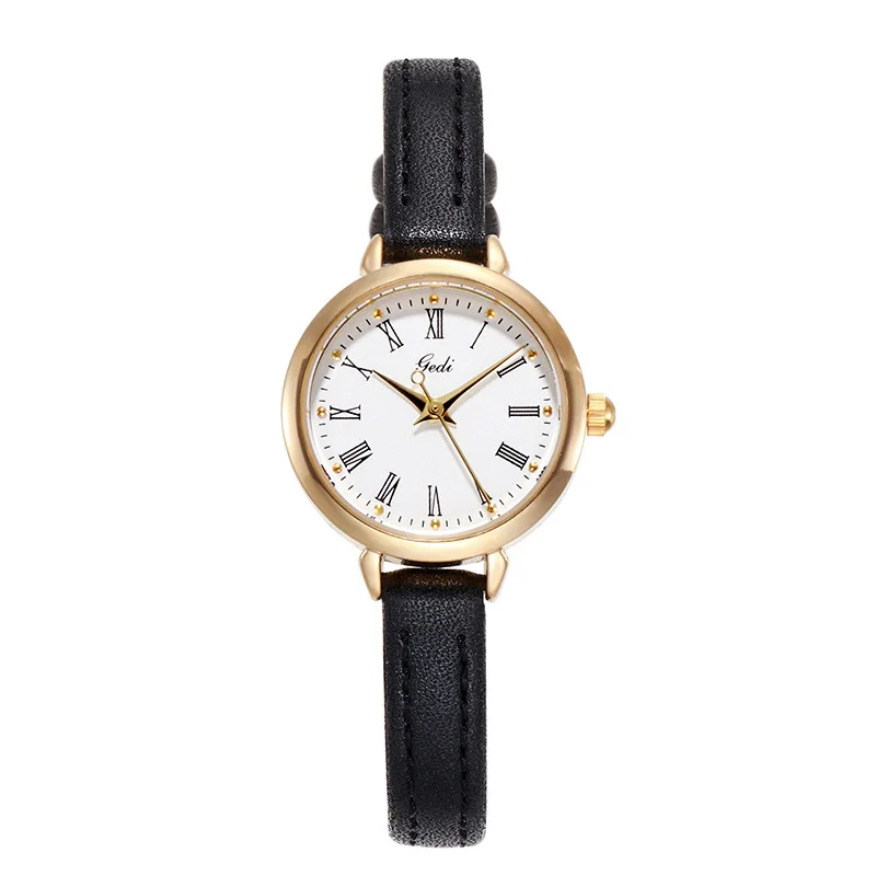 

Круглые винтажные женские часы с римской шкалой, универсальные студенческие кварцевые женские часы с ремнем