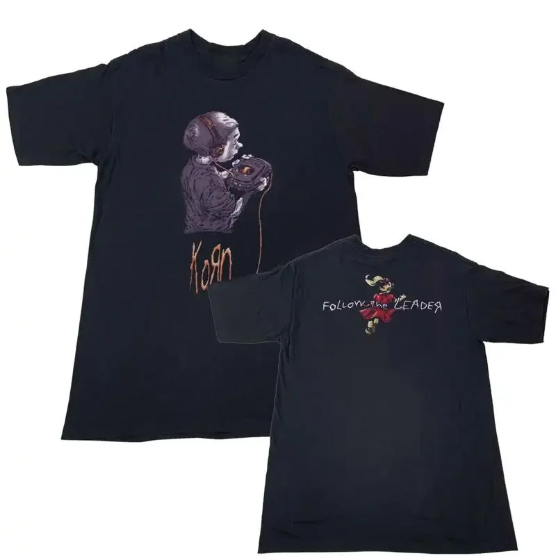 90s 1999 Giant Tag KORN Follow the Leader T Shirt 2 Sided Limp Bizkit