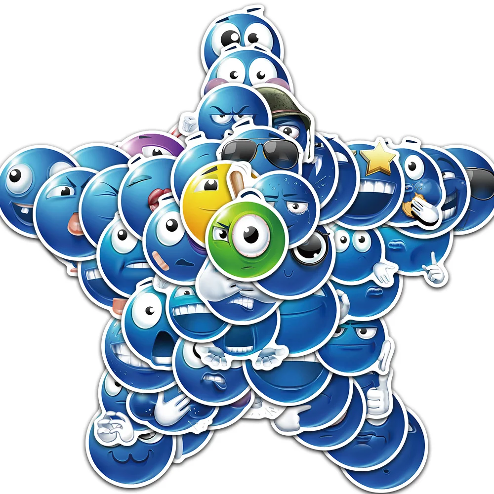 

50 шт. жуткие синие наклейки в форме фасоли, креативные наклейки в стиле граффити, чехлы для телефонов для скрапбукинга, наклейки для украшения гитары, скейтбординга, велосипеда