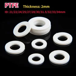 Thick 2mm PTFE Flat Gasket ID 21/22/24/25/27/28/30/31.5/32/33/34mm High Temperature Resistance Plastic King Flange Seal Washer