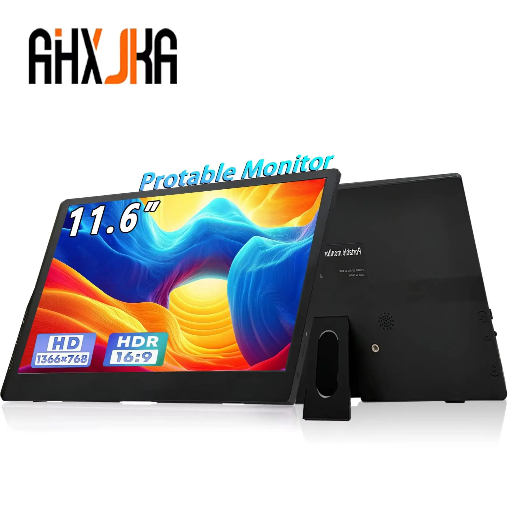 AHXJKA 11.6 Inch Portable Monitors 1366*768P IPS With Type-C Mini HDMI For Phone Laptop XBox  PS4/5 Mac PC PS Steach TV Switch