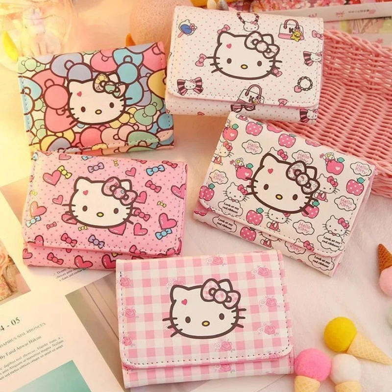 

Sanrio Cat Wallet Casual Fashion Pu Leather Coin Wallet Japanese Cute Folding Card Bag Portable Women's Wallet Birthday Gift Toy