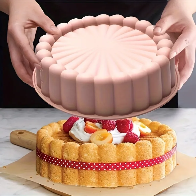 1pc, circular sunflower silicone cake mold, non stick flexible baking tray for desserts and ovens, party baking tool image 4