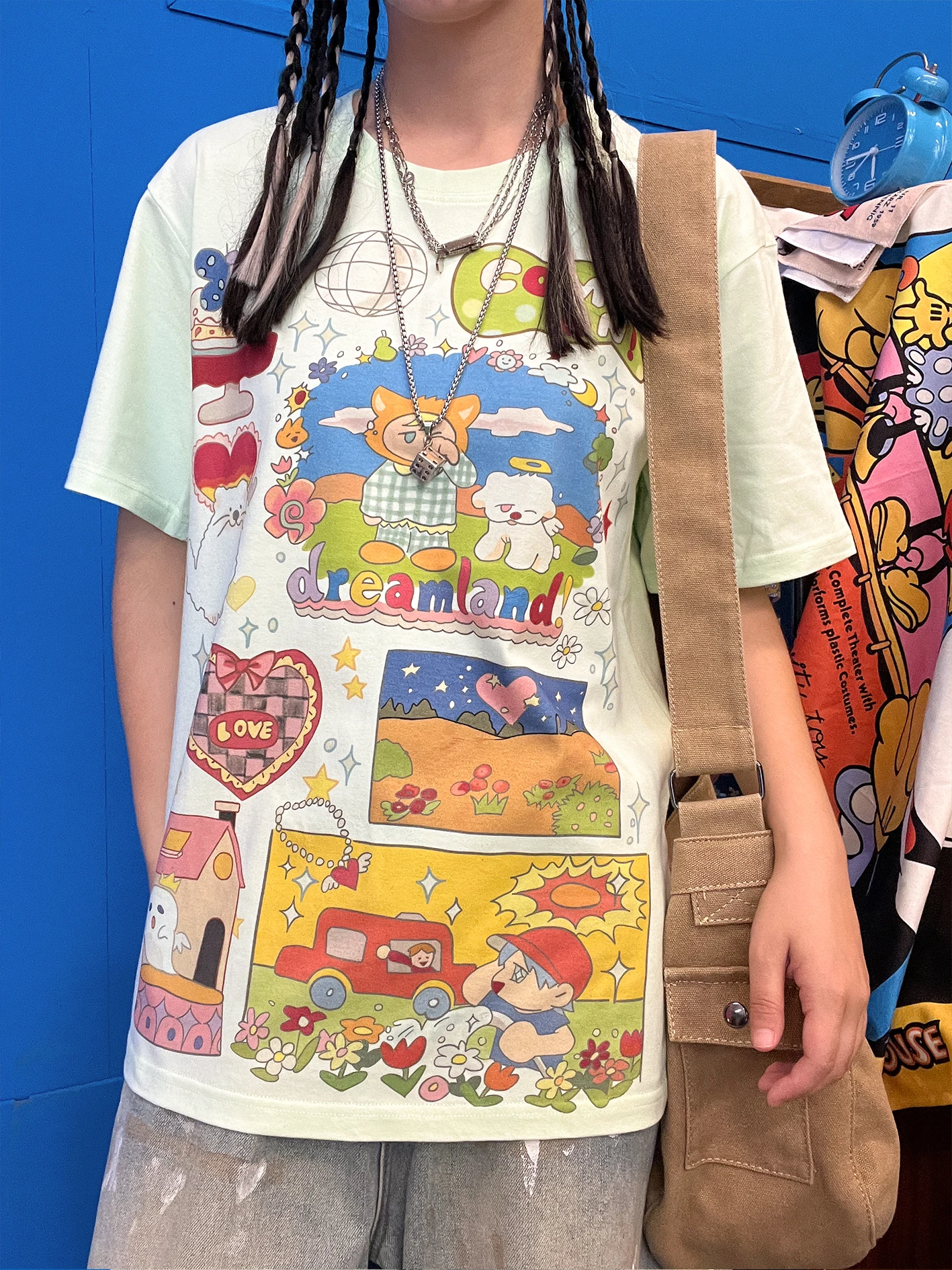 

Artistic Illustration Design ort Sve T-irt Heavyweight Cotton Casual Sportswear Versatile for Youth Breathable Summer