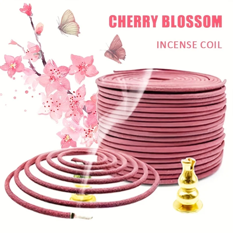 Incienso Espiral Clásico de Alta Calidad con Aroma a Sakura, 6.3 cm de Diámetro, Incienso Puro Hecho a Mano, Artesanía Tradicional, Fragancia Natural y Rica, Aroma Duradero, Empaque Portátil, Conveniente para Llevar, Apto para Uso en el Hogar y al Aire Li