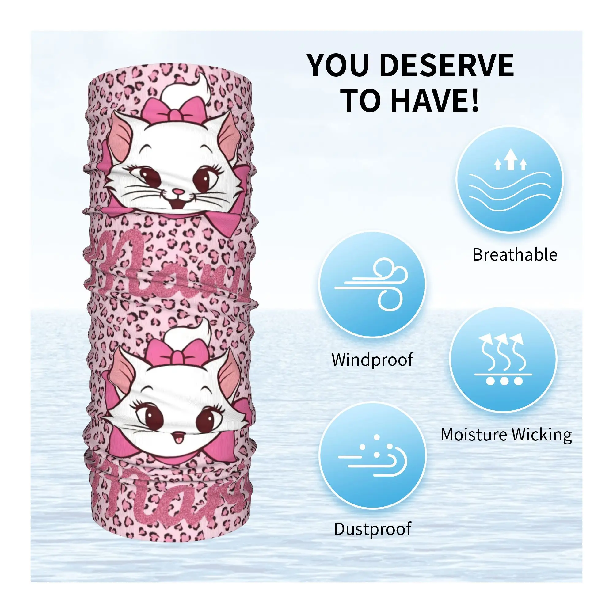 مخصص لطيف الطفل هريرة الرقبة الجراب النساء الرجال الأشعة فوق البنفسجية الوجه درع الشتاء ماري جرلي القط فيلم باندانا وشاح للتزلج