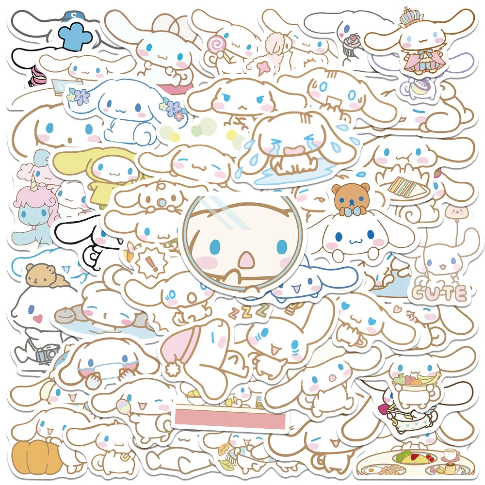 

50/100pcs Sanrio Cute Cinnamoroll Stickers Cartoon Kids DIY Funny Decals Gift Toy DIY Suitcase Phone Skateboard Fridge Helmet