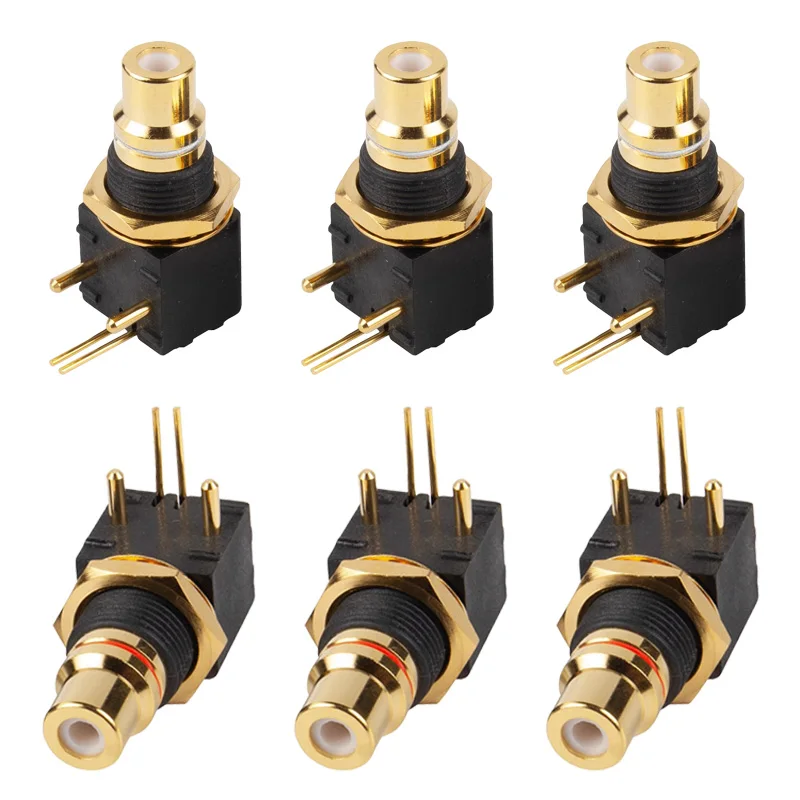 4PCS New Copper Gold Plated RCA Terminal Female JackPCB Socket Connector Right Angle for DAC DecoderDigital Coaxial Input/Output
