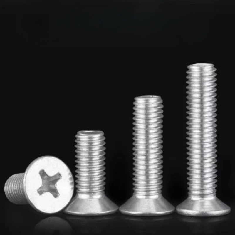 10-100pcs 6061 Aluminum Alloy Countersunk Screw M2 M2.5 M3 M4 M5 M6 M8 M10 Flat Head Cross Machine Tooth Screw
