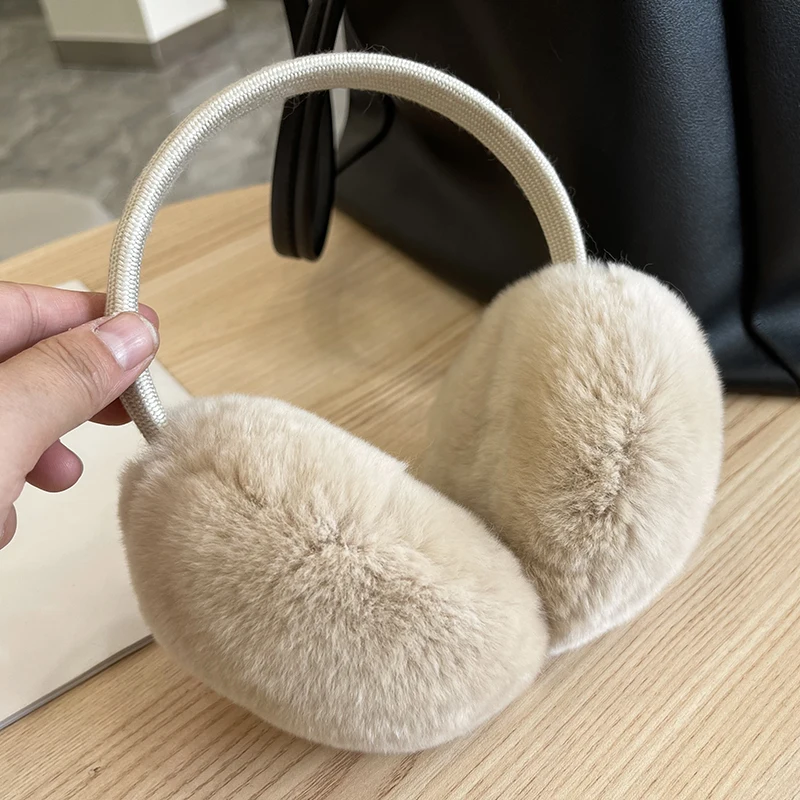 Natural 100% Rex Rabbit Fur Earmuff Women's Autumn and Winter Warm Earmuffs Ear Cover  Winter Accessories  Ear Cover for Winter