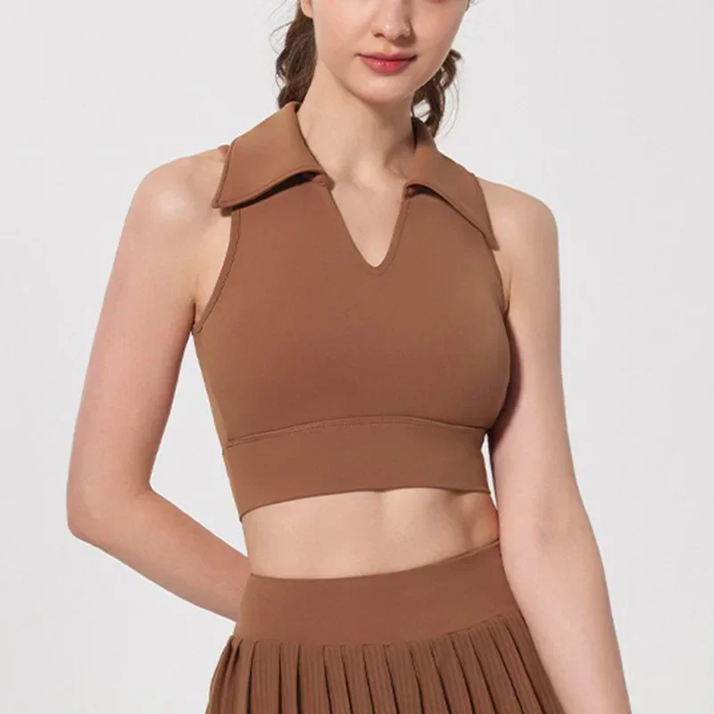 

Aiithuug Бюстгальтер для йоги Тренажерный зал Укороченный бюстгальтер для тренировок Фитнес Укороченный топ Топы для бега со встроенной чашкой Бюстгальтеры для активного ношения Пилатес с воротником