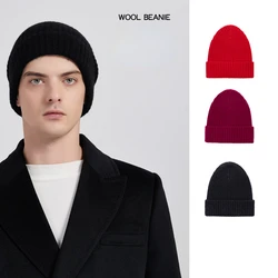 100% Merino Wool Men Boy Soft Warm Fluffy Winter Hat for Adult PureWool Knitted Hat Skullies Beanies Bonnet Woman Knit Cap