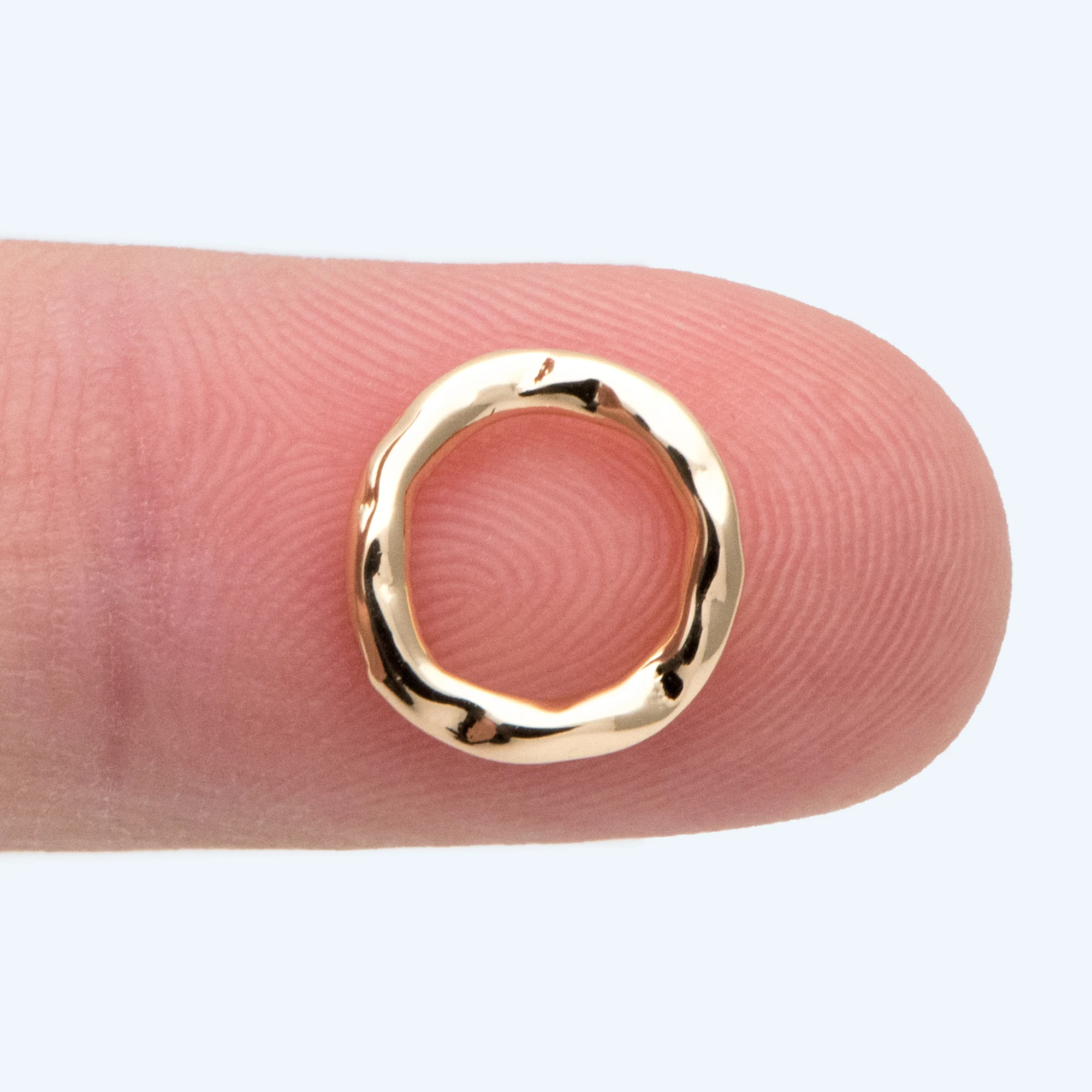 10Pcs ทองไม่สม่ำเสมอแหวน Charms, 18K Gold Plated แหวนทองเหลือง,เรขาคณิตวงกลมจี้ (GB-2750)