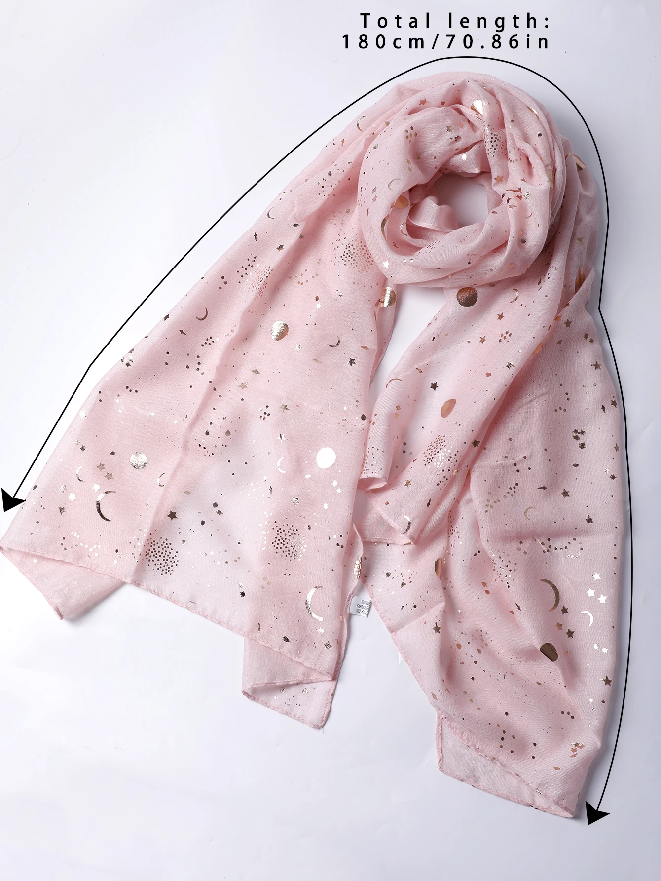 Chiffon Scarf Star&Moon Print Hijab Headbands for Women Long Muslim Shawl Scarves Retro Bandanas Headwrap Girls Hair Accessories