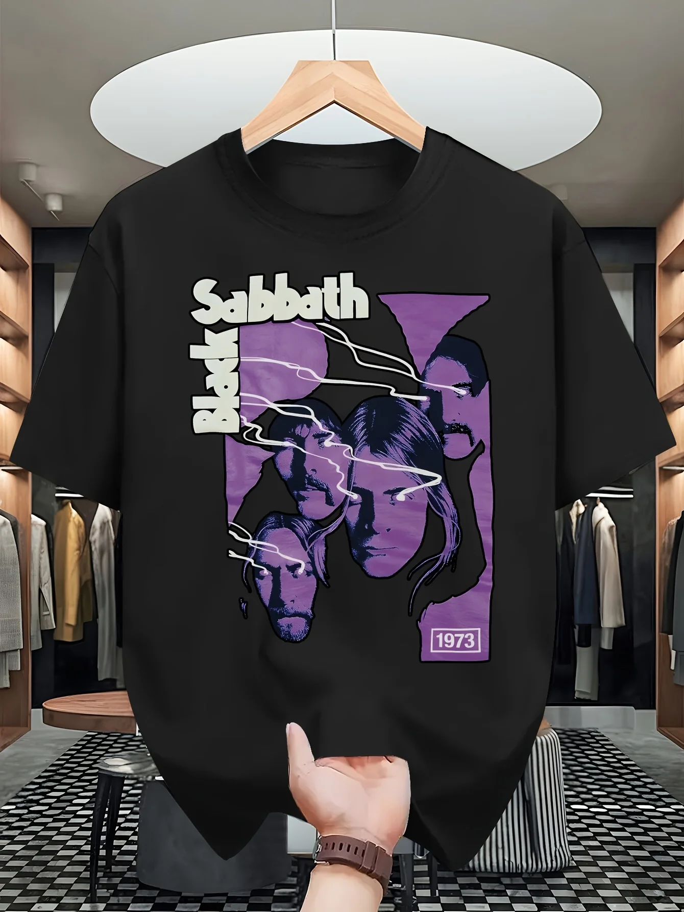 Classic Fun Men's Short Sleeved Sabbath Black T-shirt Series | Casual Printed Pattern, Suitable for All Seasons