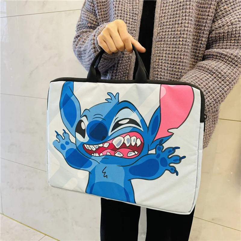 14inches Disney Stitch Cartoon Laptop Bag for Macbook Microsoft HP Huiwei Laptop Handbag Fashion Anime Zipper Storage Bag Gift