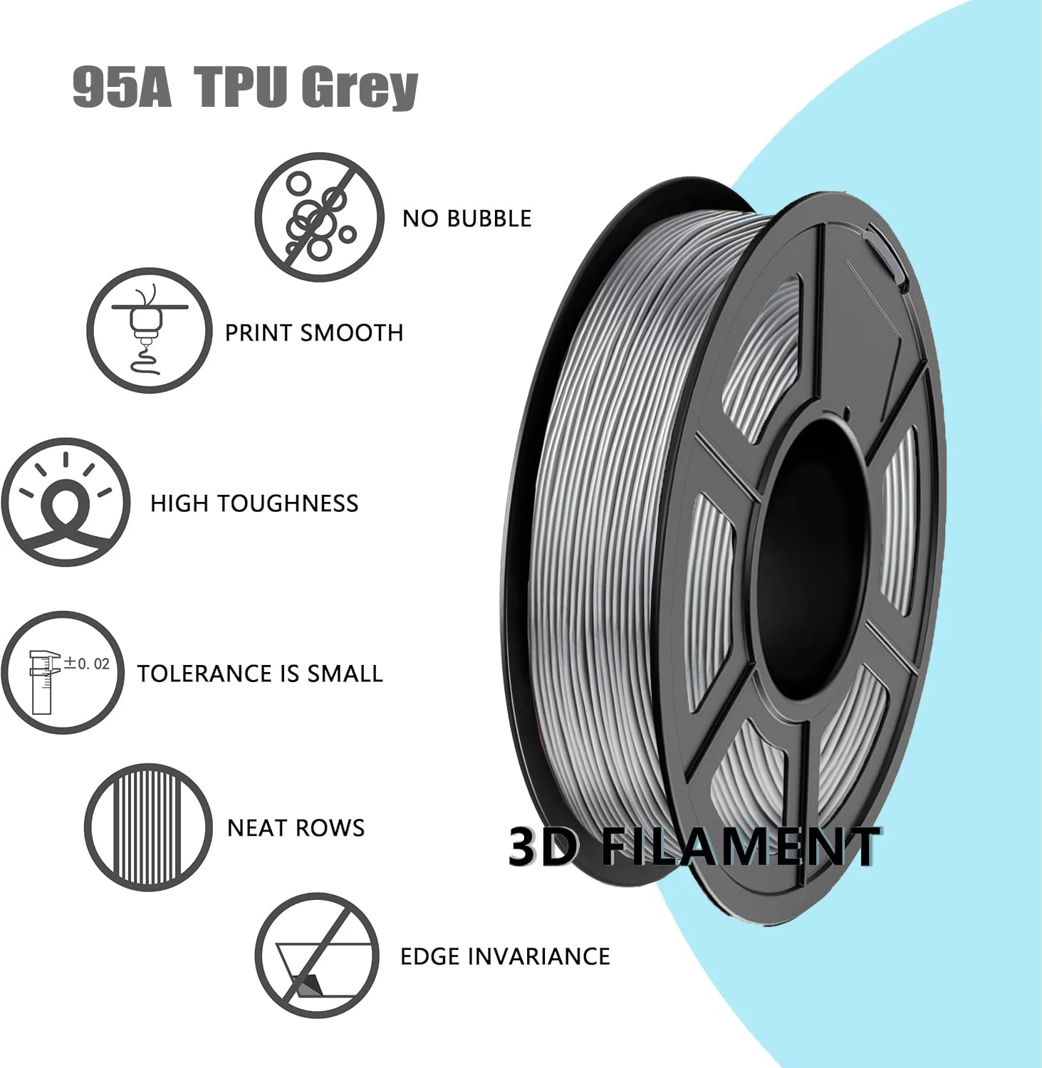 خيوط طابعة ثلاثية الأبعاد 1.75 مم، حزمة خيوط TPU عالية السرعة 95A، بكرة 500 جرام، لفتان، إجمالي 1 كجم
