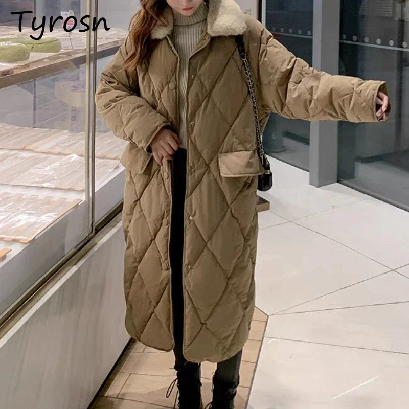 Parka donna cappotto caldo allentato design patchwork streetwear vintage tutto-fiammifero temperamento accogliente abbigliamento invernale stile coreano Mujer