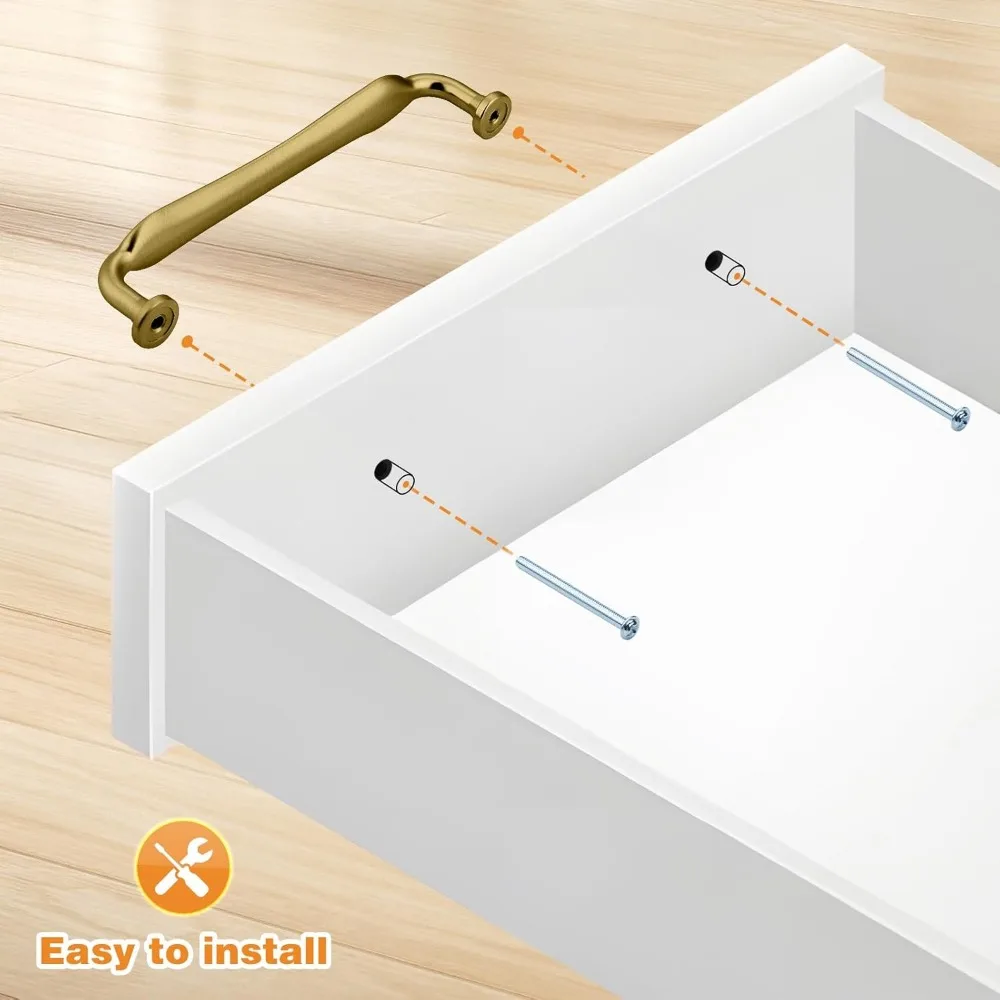 مقابض خزانة من سبائك الزنك البرونزية الشمبانيا، مراكز ثقب 5 بوصة، مقابض المطبخ والخزانة لأجهزة الأدراج #3