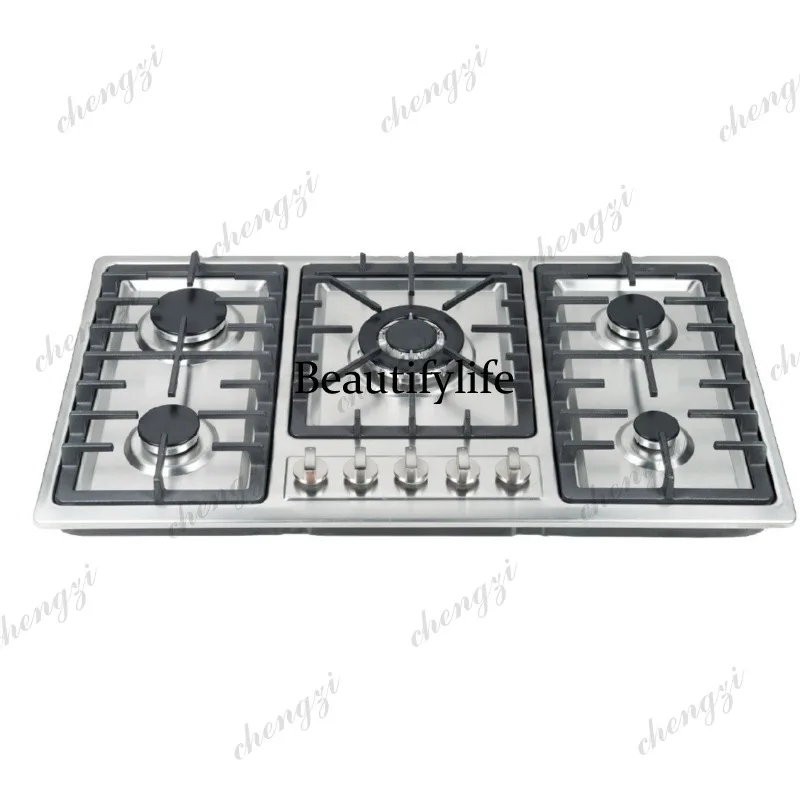 S178 Gas Stove Multi-Burner Cooking Appliance Stainless Steel Gas Stove Built-in Dual-Use Gas Stove 5 Heads
