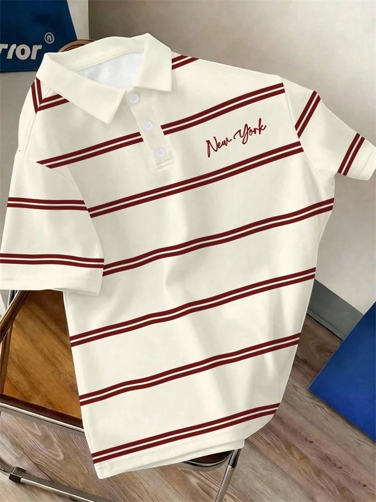 Men's New Summer Striped Casual Golf & Business Short-Sleeve Polo Shirt—Perfect for Everyday Outings and Social Gatherings