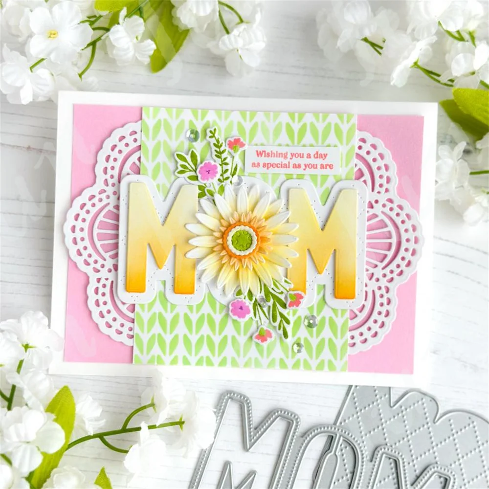 Happy Mother's Day Wildflower Mom Cutting Dies Stamps Stencils Hot Foil Plates Scrapbooking Album Decoration Embossing Template