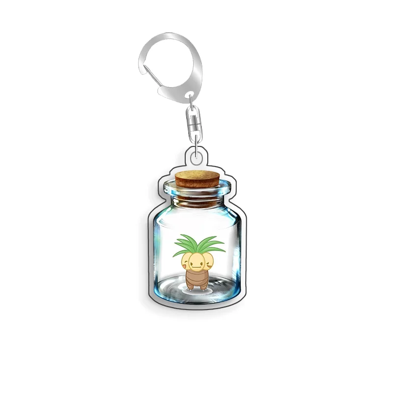 For Pokemon Elf Qikchu Eevee Gengar Glaceon Mimikyu Charmander Acrylic Selfmade Cute Cartoon Anime Keychain Pendant Toy Gift 5cm