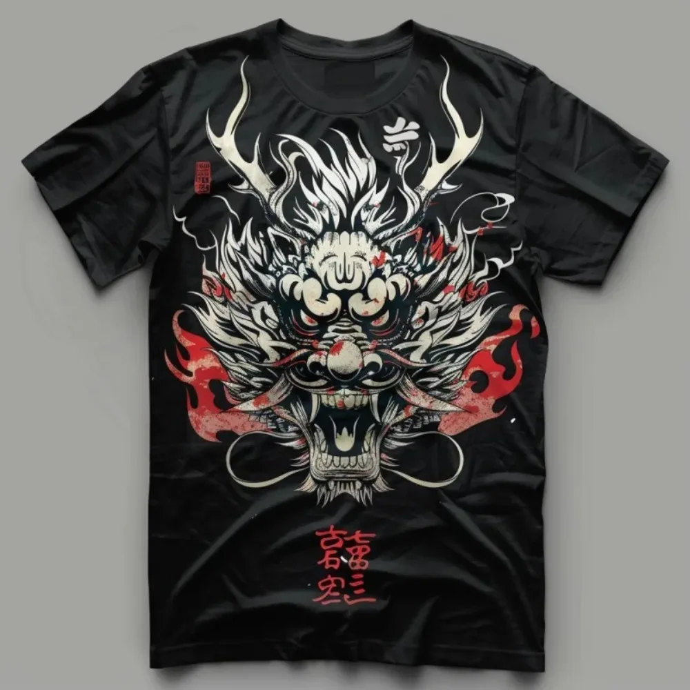 Chinese Lion Dance Koi Dragon Fish 3DPrint Quick-dry Breathable Sports Men Large SizeTshirt Outdoor LeisureY2K Parental Clothing