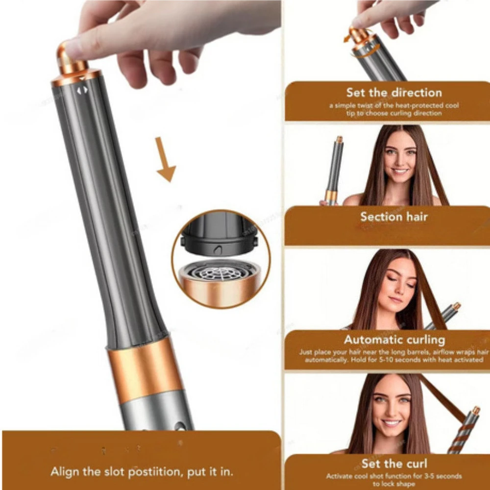 

For Airwrap HS01/05/08 Auto-Curling Nozzle 20/30/40mm Barrel Curly Dual Rotation Curling Waves Voluminous Curly Hair Style