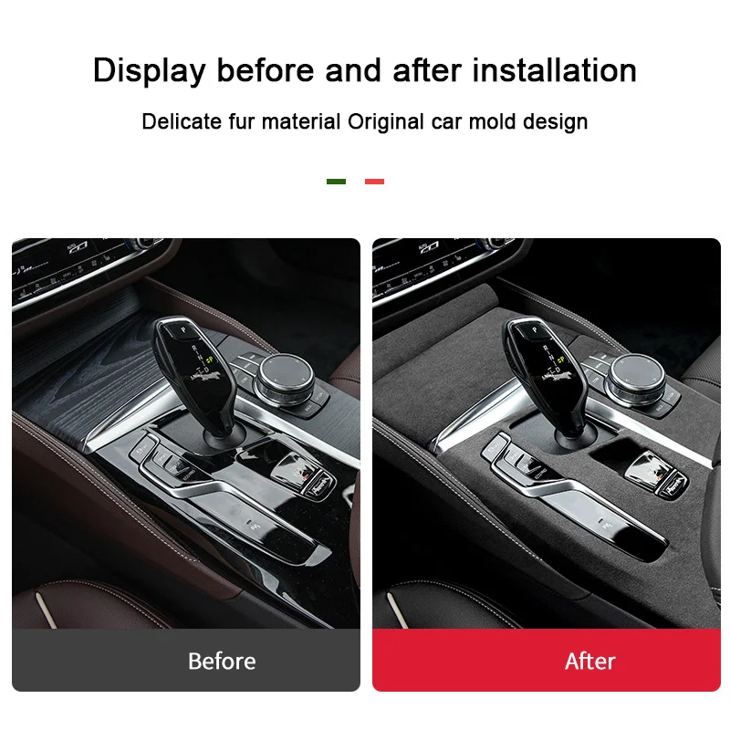For BMW 5/6 Series G30 G31 G38 2018-2022 Suede Car Center Console Gear Shift Panel Cover Trim Decorative Shelth Shell